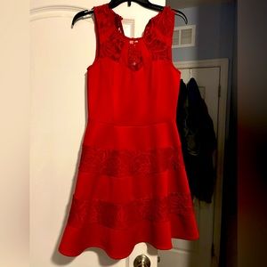 Red formal dress with lace and zipper, only worn once!!